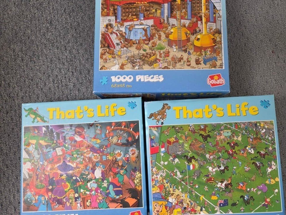 3 x thhat,s life legpuzzel 1000 stukjes, Ophalen of Verzenden, 500 t/m 1500 stukjes, Gebruikt, Legpuzzel