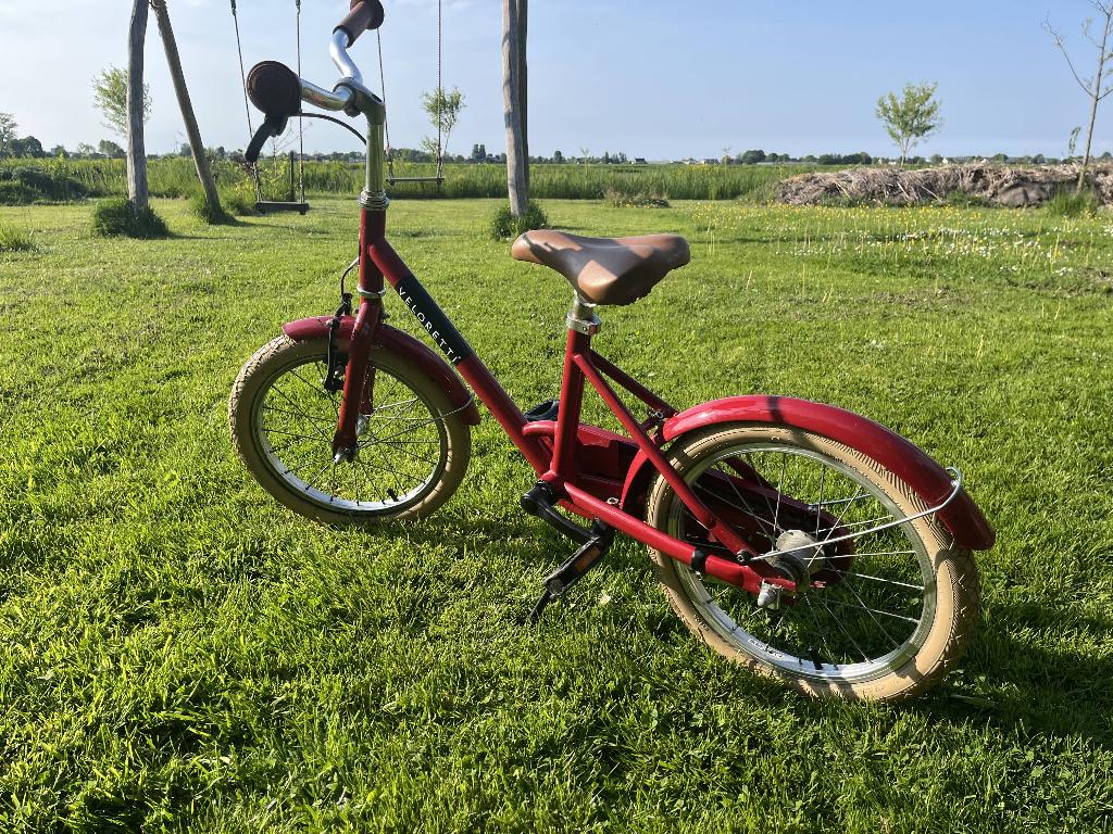 Veloretti kinderfiets, Fietsen en Brommers, Fietsen | Kinderfietsjes, Gebruikt, 16 tot 20 inch, Zijwieltjes, Terugtraprem, Ophalen