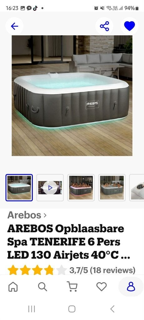 Jacuzzi, Tuin en Terras, Ophalen, Gebruikt, Afdekzeil, Opblaasbaar