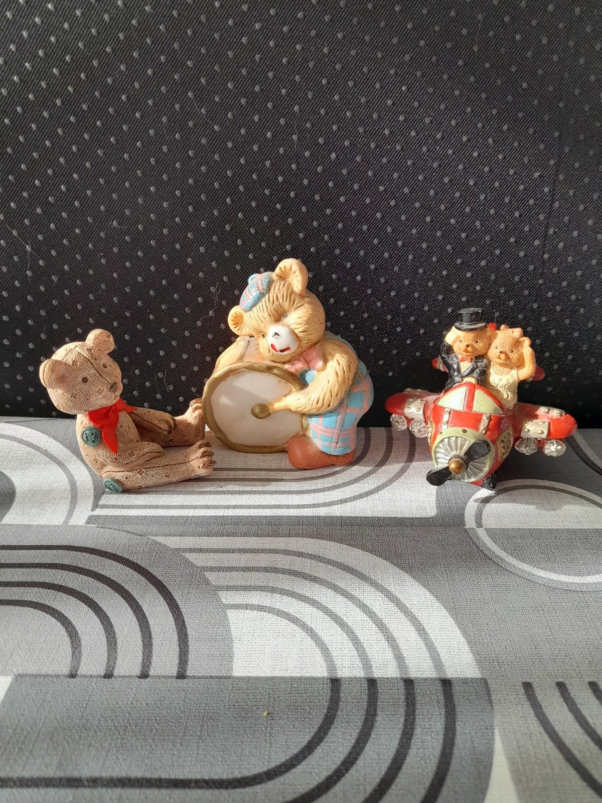 Leuke set van 3 teddybeer beeldjes, Ophalen of Verzenden, Gebruikt, Overige typen