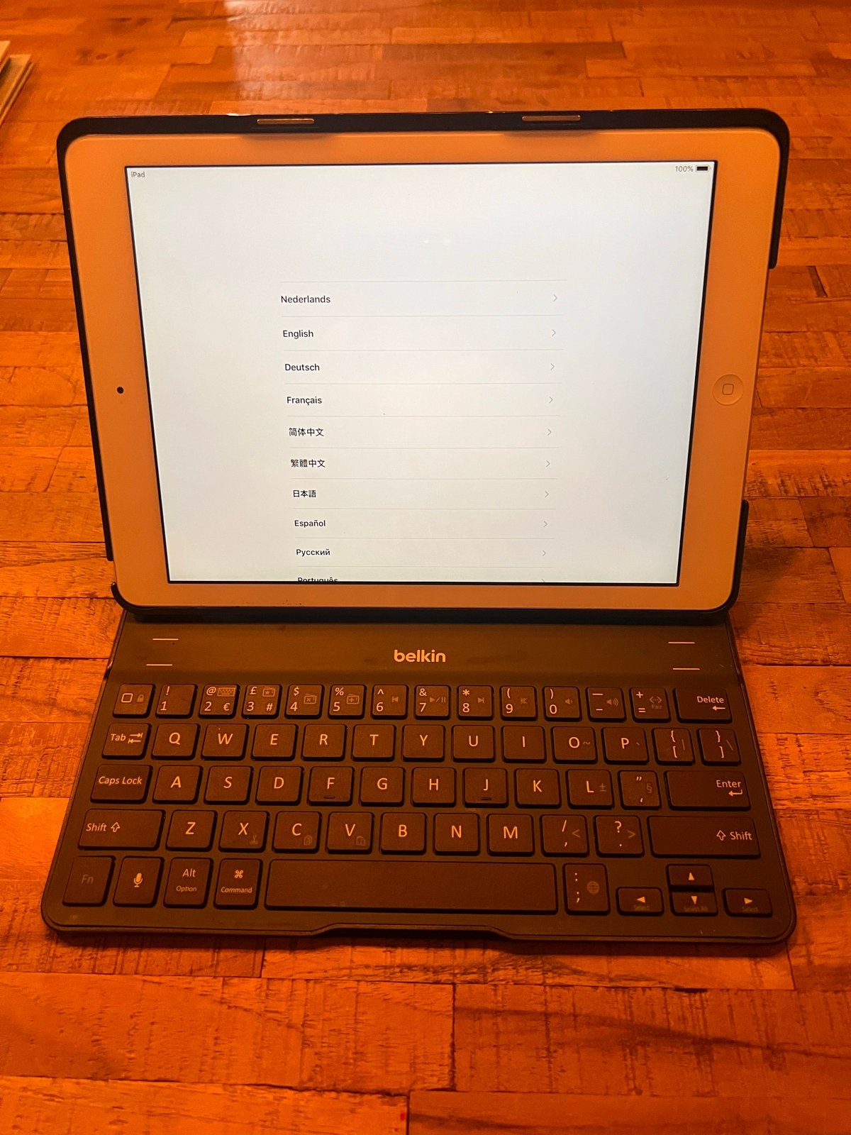iPad Air 16GB WiFi Zilver met Belkin toetsenbord en oplader, Gebruikt, Apple iPad Air, Ophalen of Verzenden, 16 GB