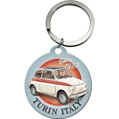 Fiat 500 Turin Italy reclame sleutelhanger van metaal hanger, Ophalen of Verzenden, Nieuw, Auto's