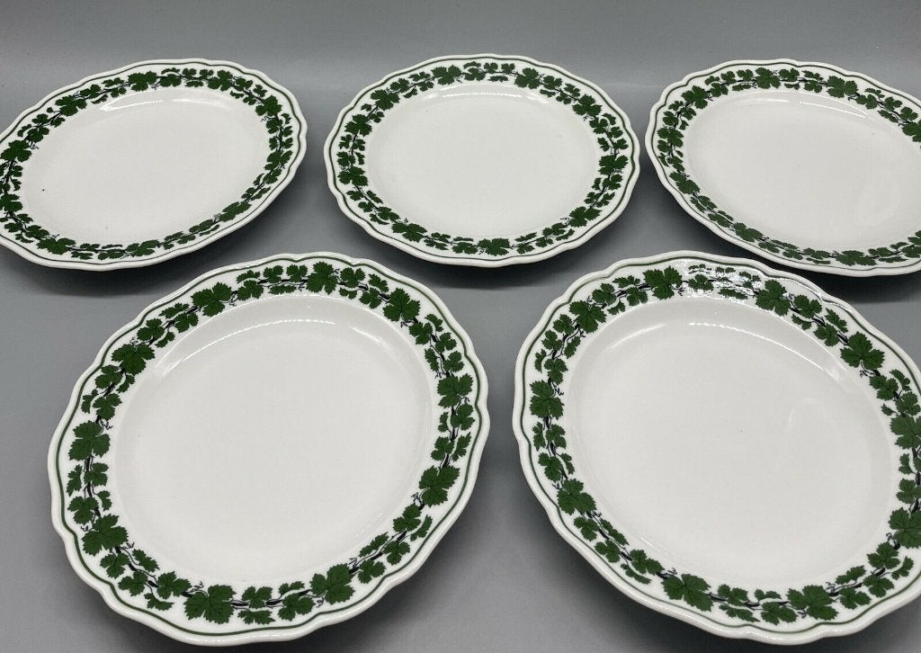 5 borden van de fabriek Meissen - motief wijnbladeren, Ophalen of Verzenden