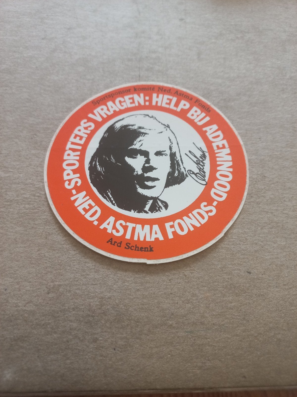 Vintage sticker Ard Schenk - Ned. Astma Fonds, Ophalen of Verzenden