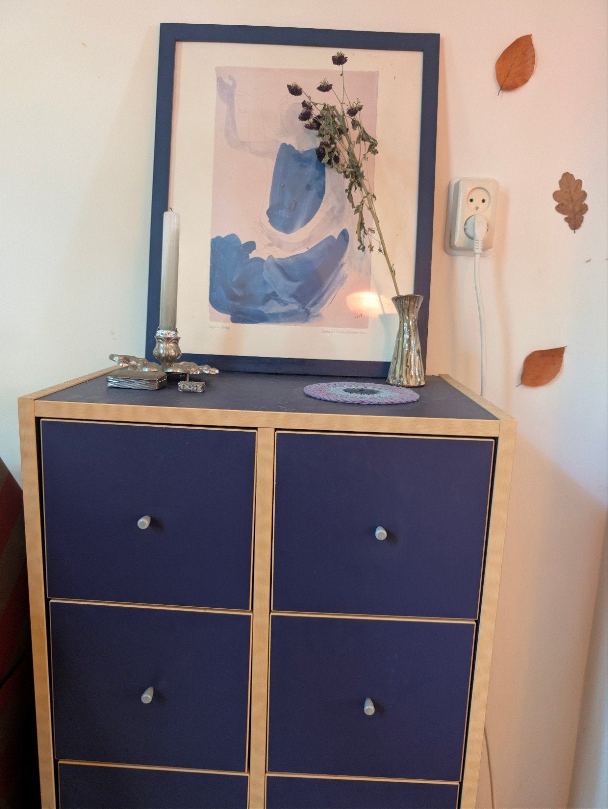 Retro blauw ladekastje, Ophalen, 25 tot 50 cm, Minder dan 100 cm
