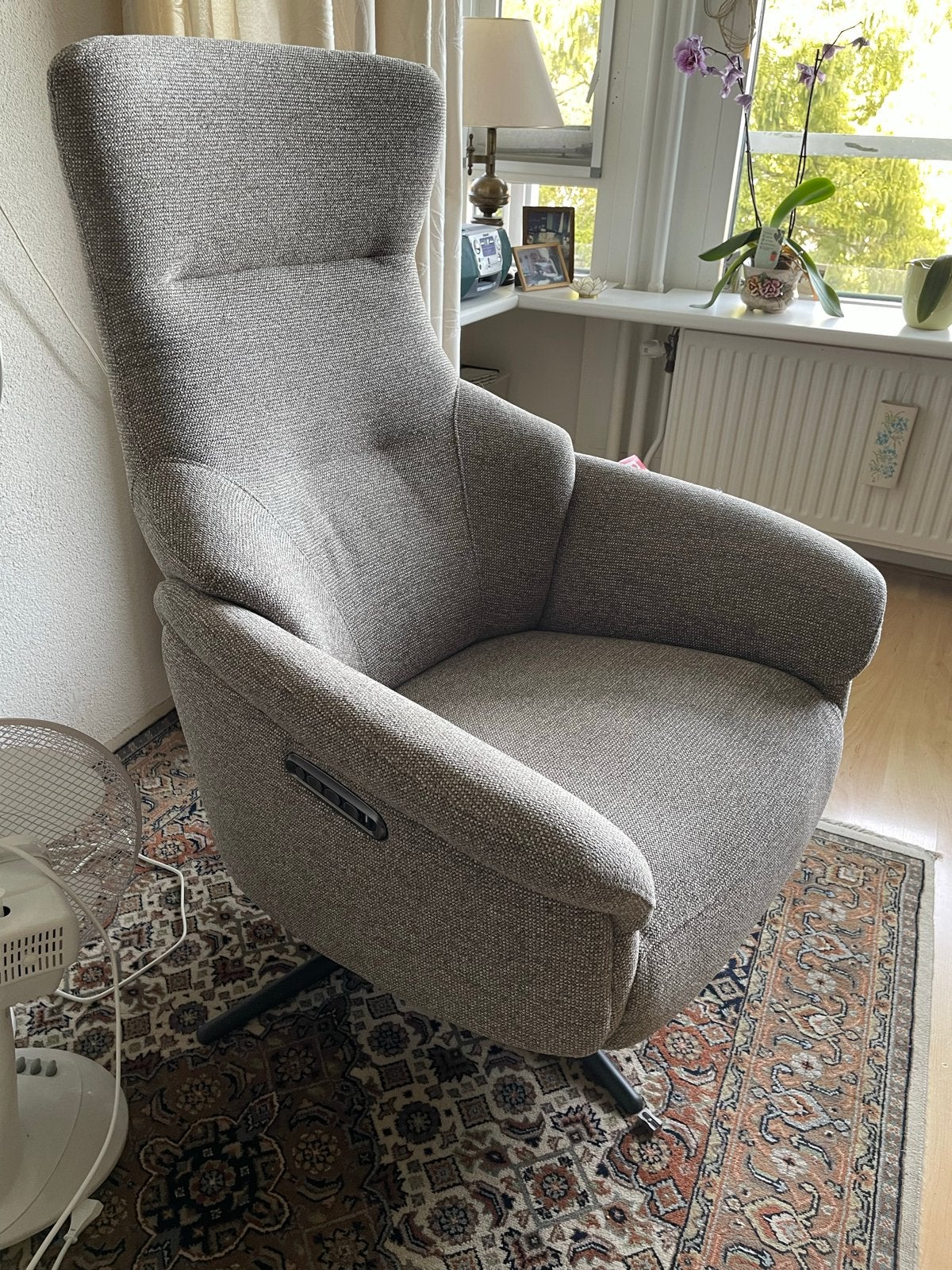 De Bommel Oplaadbare Swivel Fauteuil met Ligstand, Ophalen of Verzenden, Gebruikt, Stof, 75 tot 100 cm