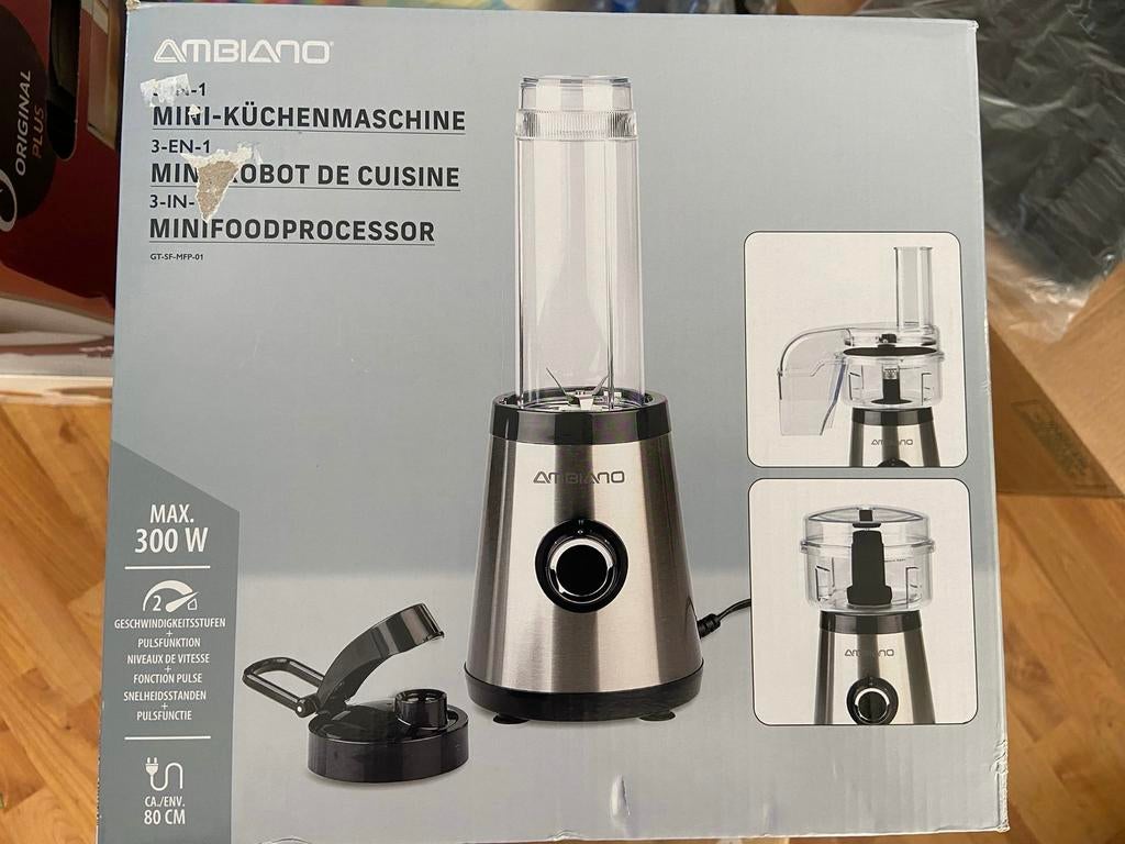 Ambiano Mini Foodprocessor - Nieuw in doos, Minder dan 1 liter, Ophalen of Verzenden, Nieuw, 2 snelheden