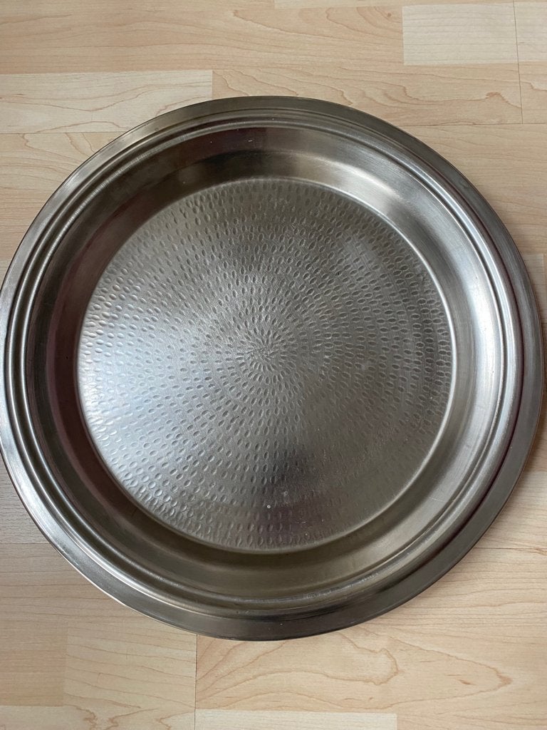 Lifestyle - zilveren schaal / dienblad / kaarsenbord (47cm), Ophalen of Verzenden, Zo goed als nieuw, Rond, Overige materialen