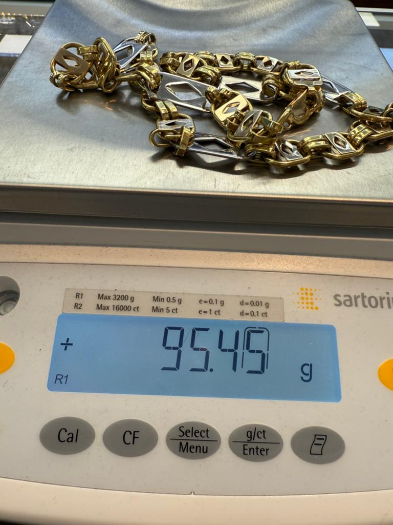 Prachtige 18 karaats gouden KINSGLEY ketting met witgoud, Ophalen of Verzenden, Zo goed als nieuw, Goud, Goud