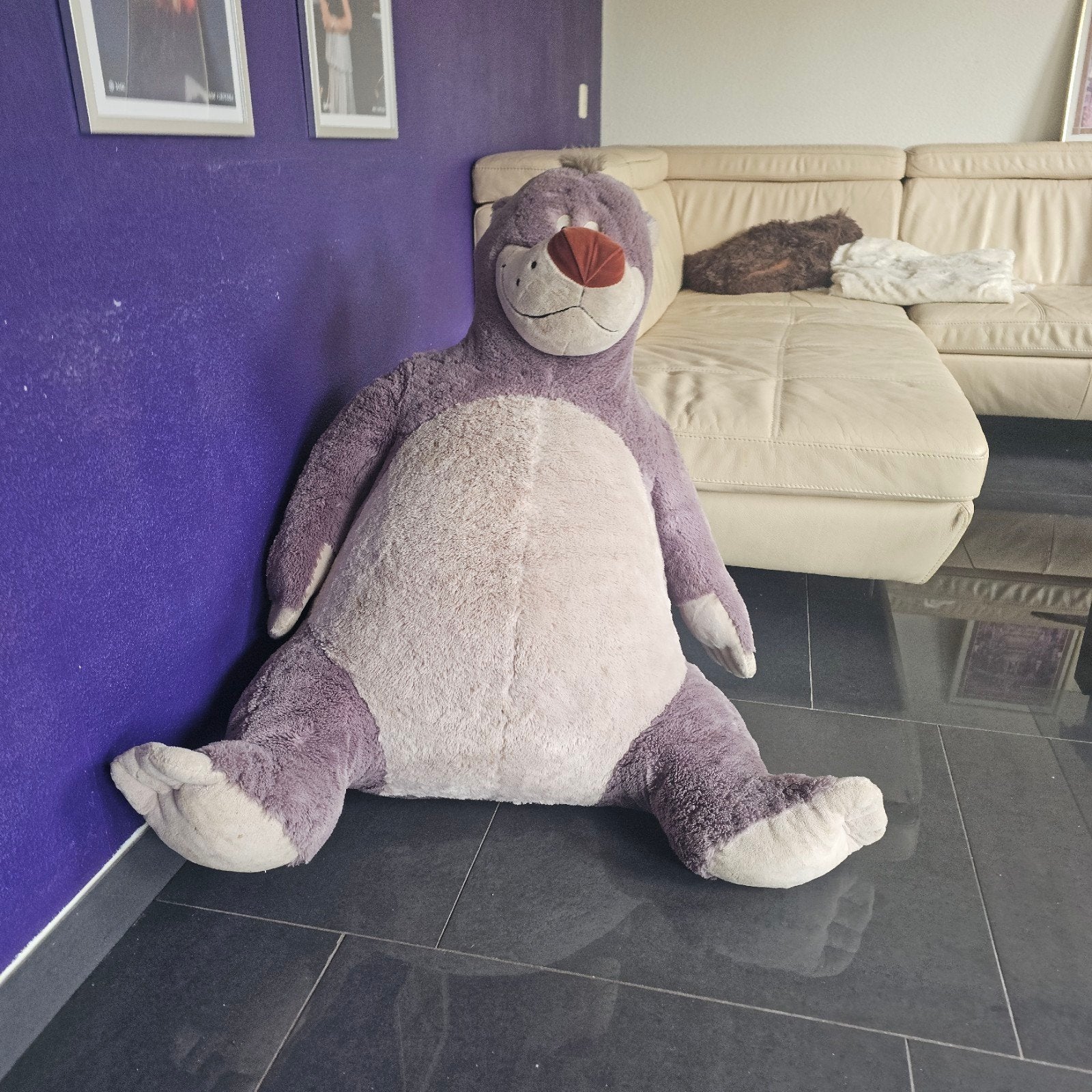 Grote paarse knuffelbeer - Baloo uit Jungle Boek, Kinderen en Baby's, Speelgoed | Knuffels en Pluche, Gebruikt, Overige merken