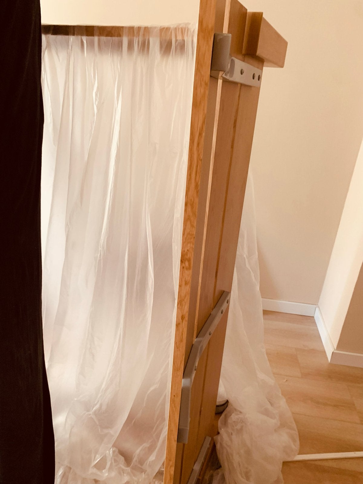 Tweepersoonsbed 150x200cm houtkleur met zilver, Ophalen, Gebruikt, Overige kleuren, Tweepersoons
