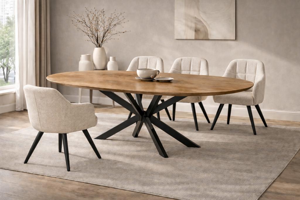 Eettafel Organisch – 220 cm – Naturel – Mangohout