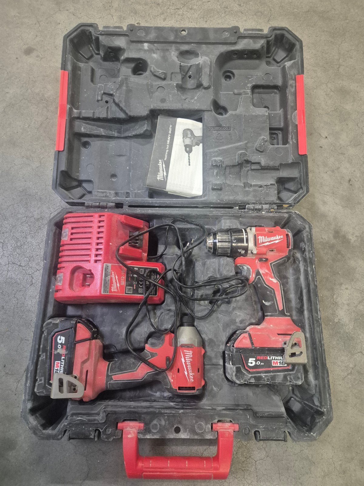 Milwaukee M18 BLCPP2B-502C Boor- en Schroefmachine Set, 600 watt of meer, Variabele snelheid, Ophalen of Verzenden, Zo goed als nieuw