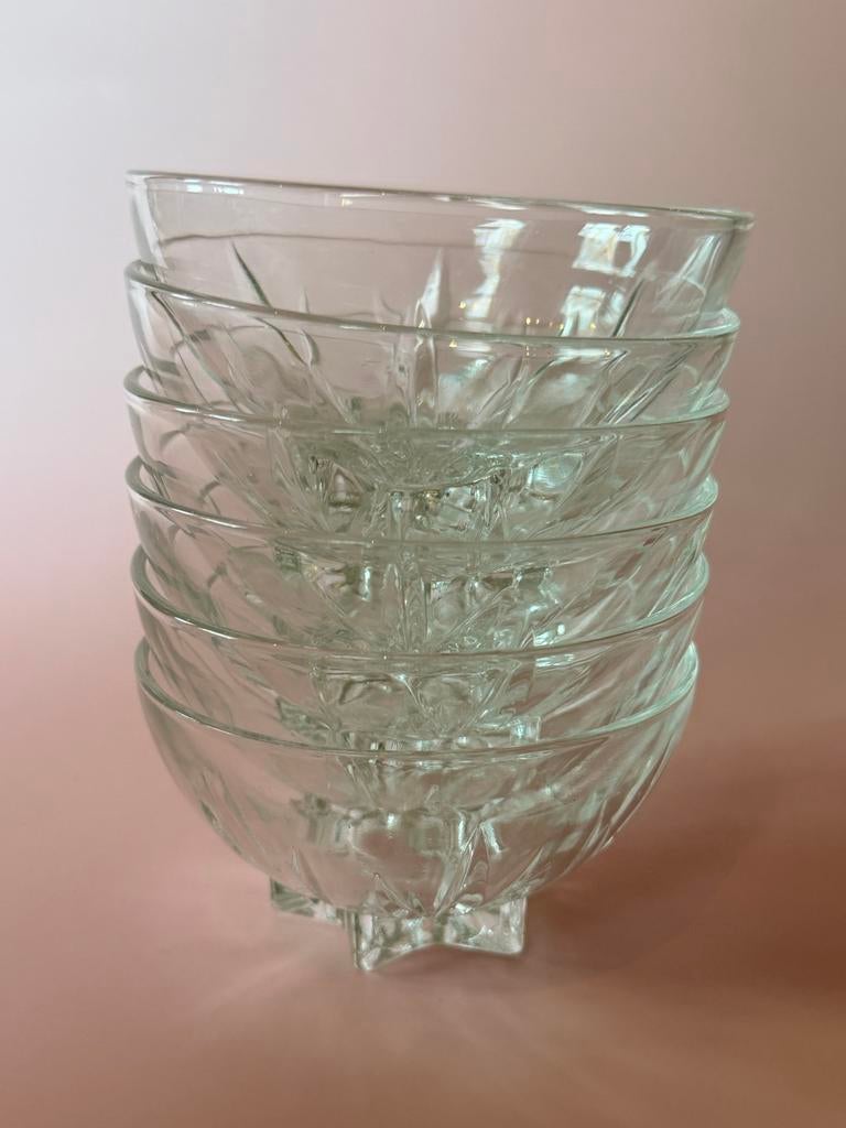 Set van 6 Vintage Dessertglazen met Sterpatroon - Jaren '50/, Ophalen of Verzenden