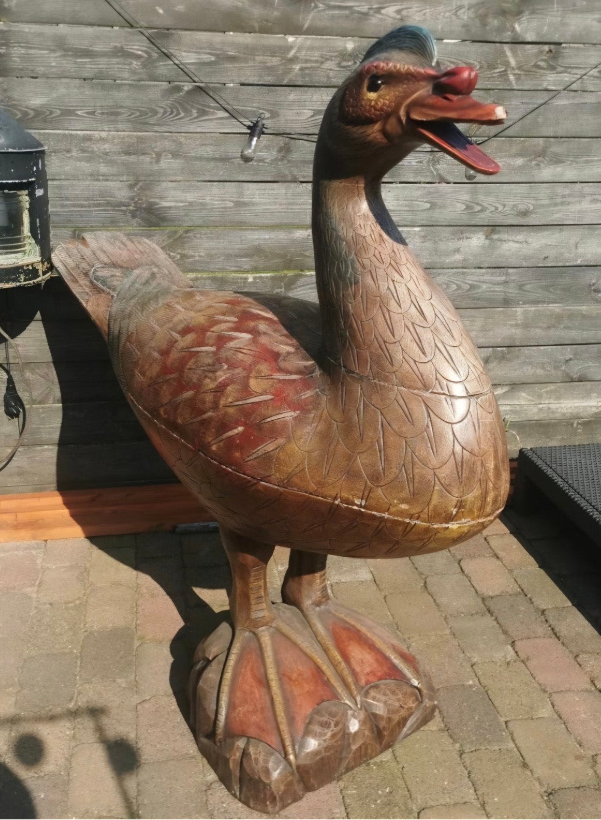 enorme houten binnen decoractie eend, Ophalen
