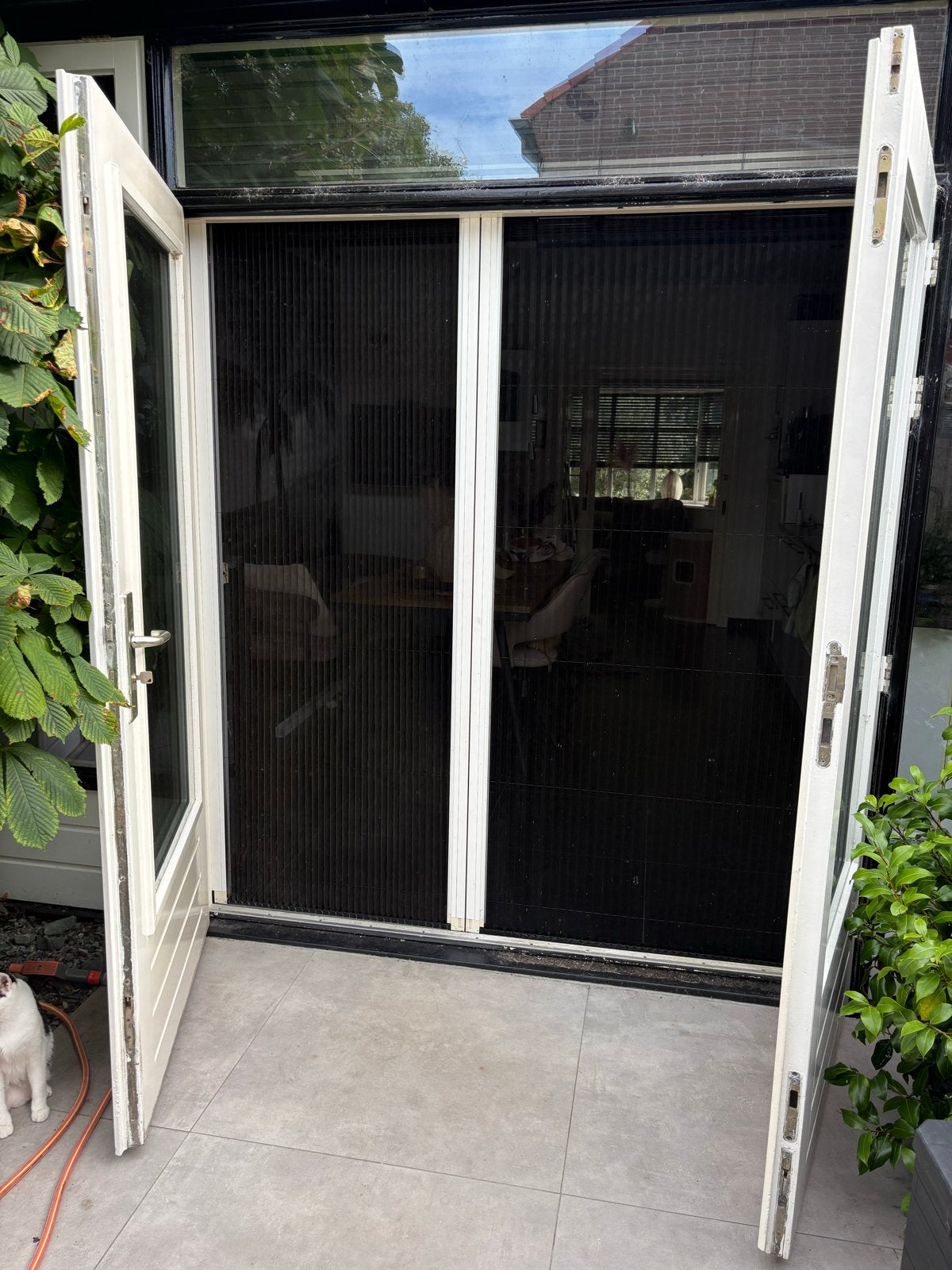 2 hordeuren voor openslaande tuindeuren, antraciet gaas, Ophalen, Gebruikt, 120 cm of meer, Hordeur