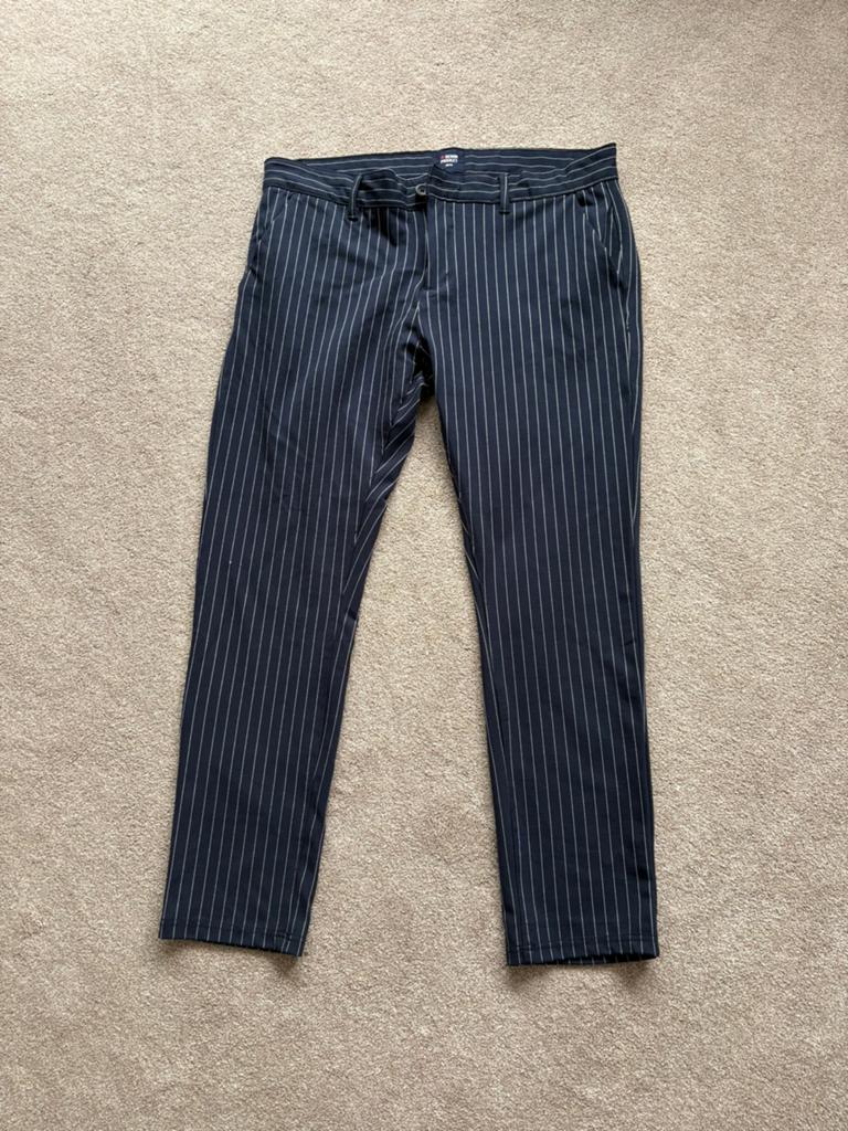 Denim Project broek pantalon blauw streep maat M heren, Ophalen of Verzenden, Zo goed als nieuw, Denim Project, Maat 48/50 (M)