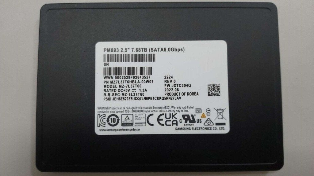 Samsung PM893 7,68TB (3 op voorraad), Intern, Samsung, Gebruikt, 7,68Tb