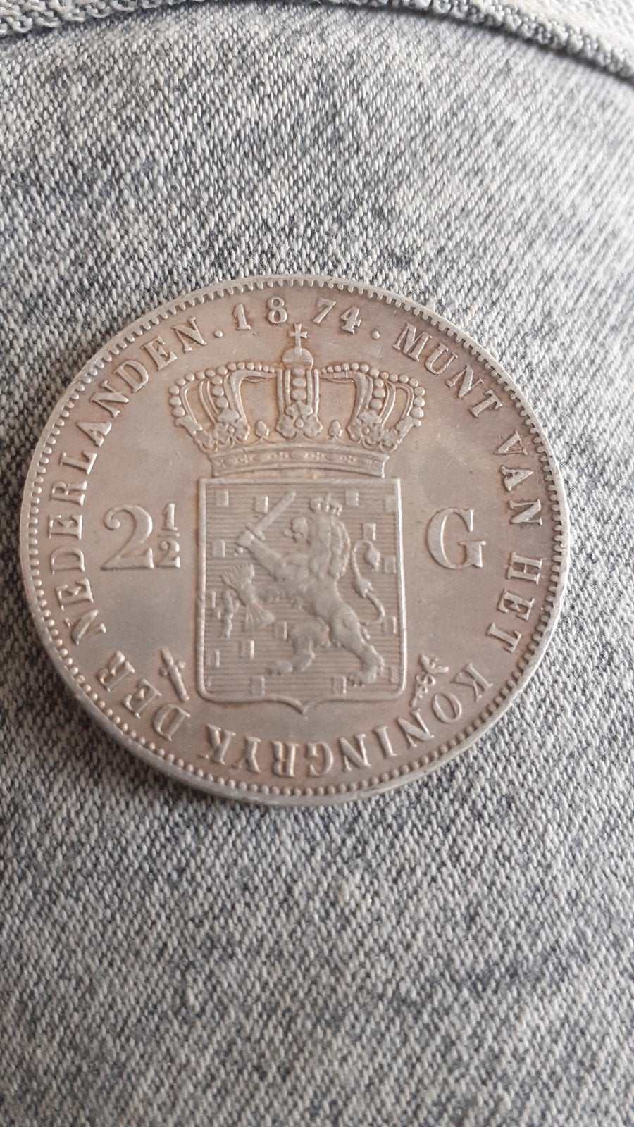 Zilveren Rijkdaalder 1874 Willem III, Koning Willem III, Verzenden, Zilver, Losse munt