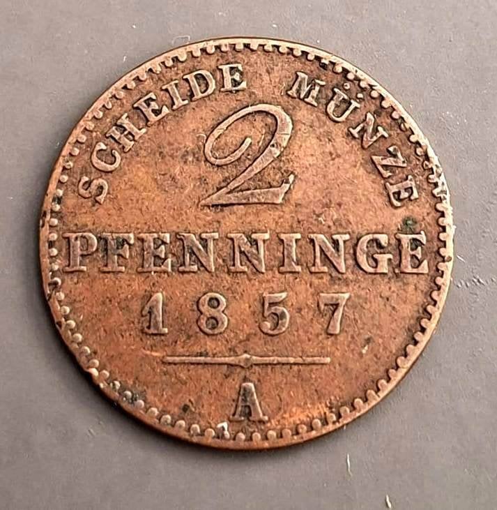 Duitsland Pruissen 2 Pfenninge 1/180 Thaler 1870A, Ophalen of Verzenden, Duitsland, Losse munt