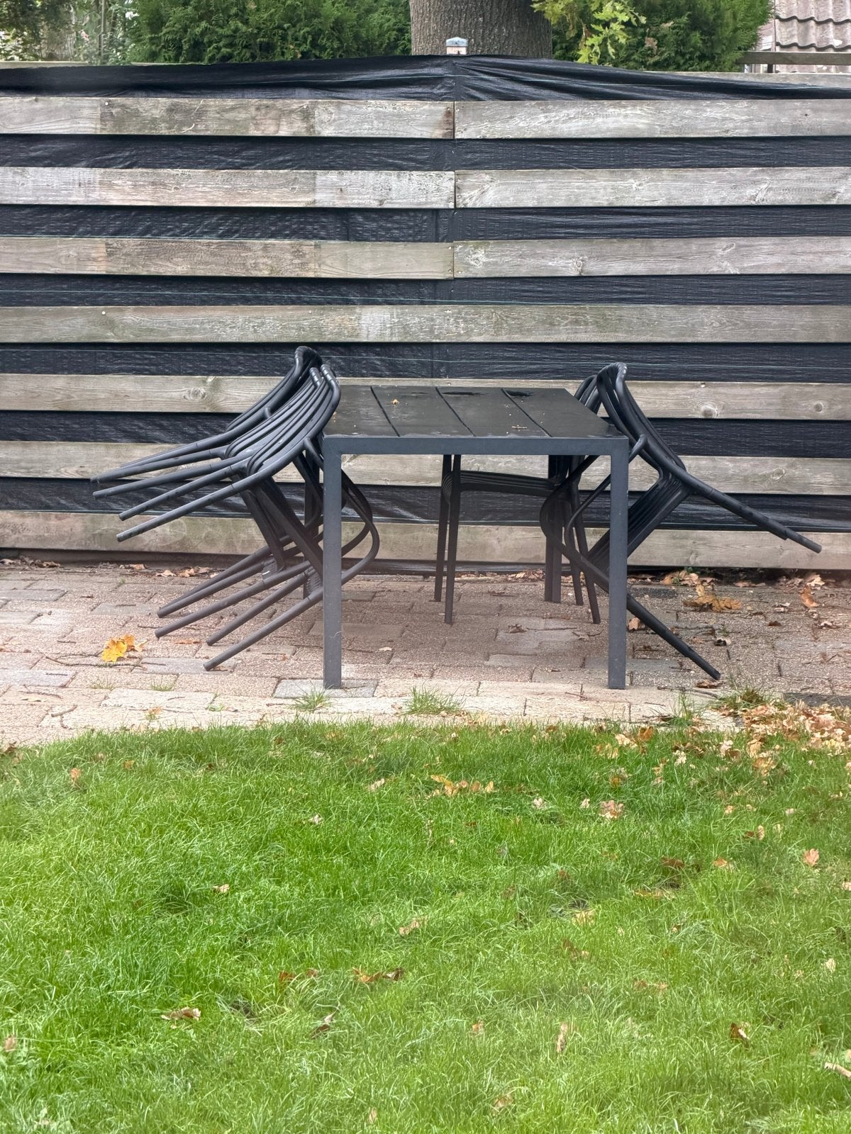 Tuinset met 5 stoelen - Gebruikt, Ophalen, 4 zitplaatsen, Kunststof, Gebruikt