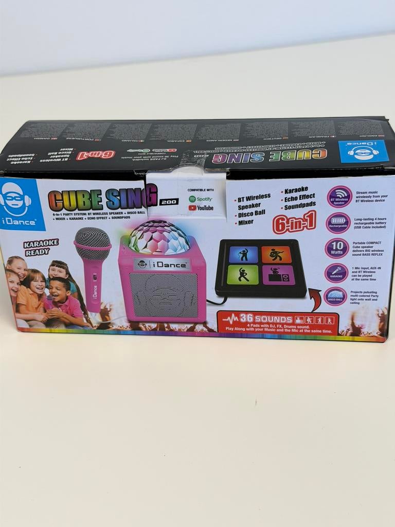 iDance Cube Sing 200 Karaoke Set Bluetooth Disco microfoon, Nieuw, Ophalen of Verzenden, H, H