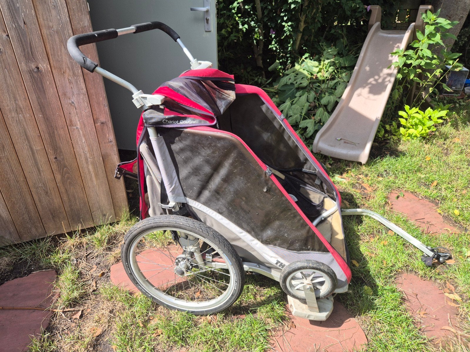 Thule Chariot Cougar 2 Fietskar en Wandelwagen, Fietsen en Brommers, Ophalen, Gebruikt, Opvouwbaar, 40 tot 60 kg