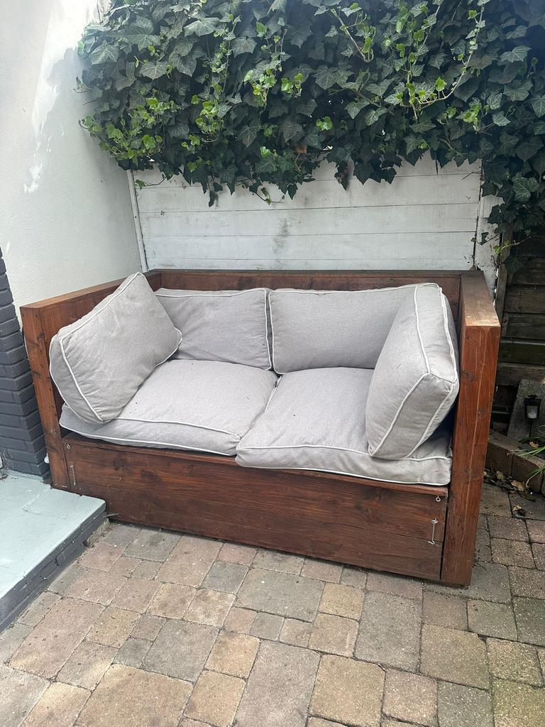 Loungebank buiten, Ophalen, Zo goed als nieuw, Hout