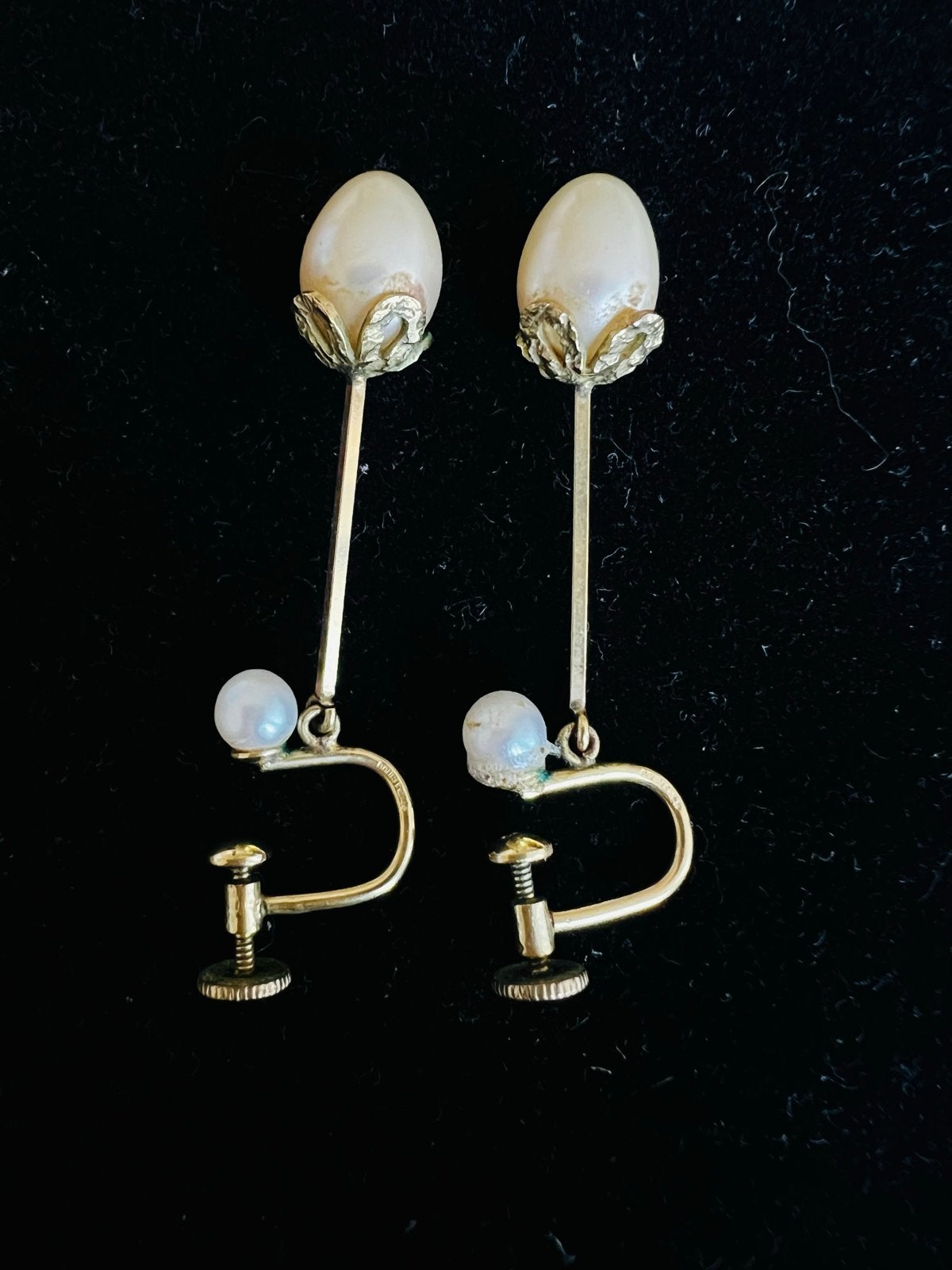 Vintage Oorbellen met Parel, Overige materialen, Ophalen of Verzenden, Met edelsteen, Goud