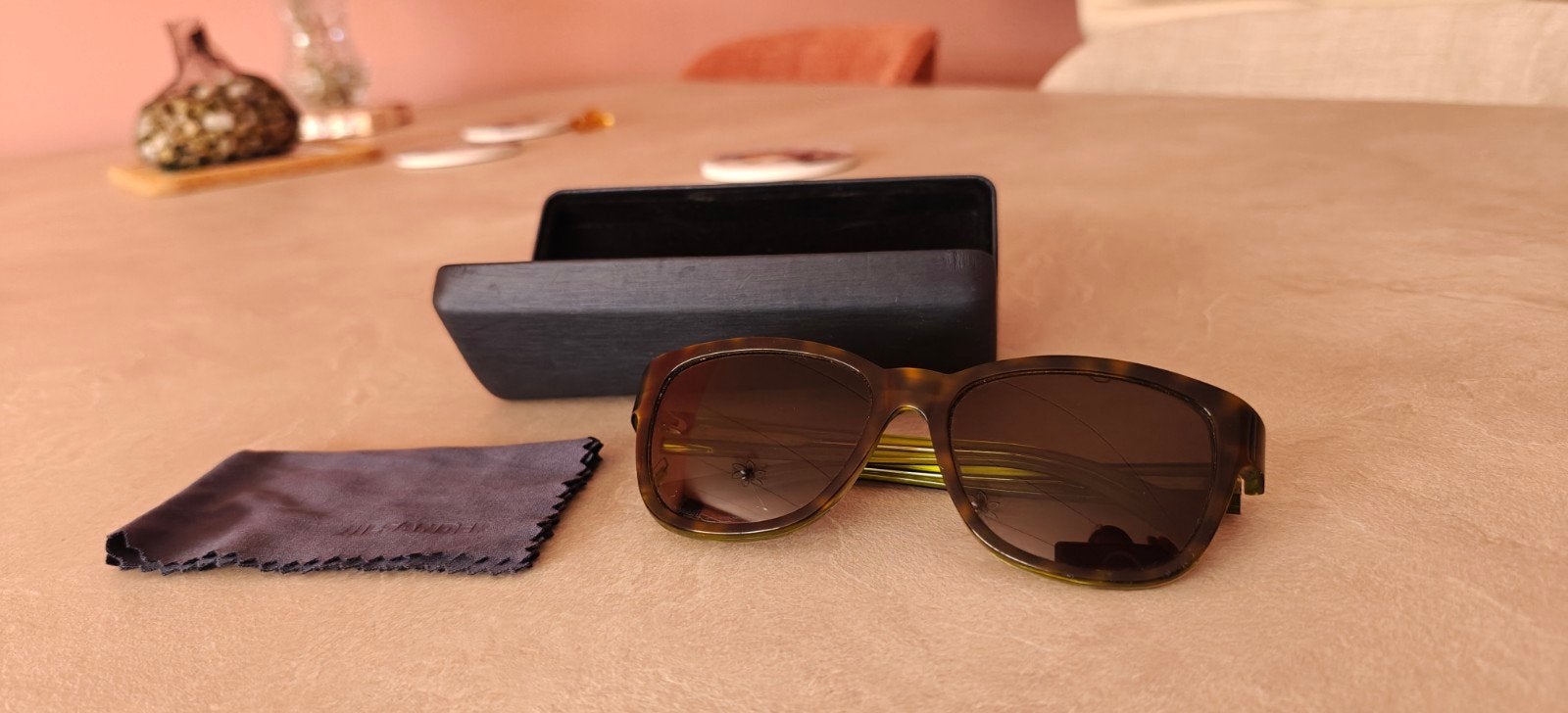 Jil Sander Zonnebril met etui en doekje, Overige merken, Zonnebril, Bruin, Ophalen of Verzenden