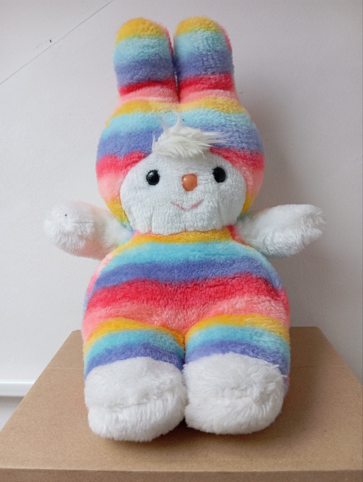 Vintage Regenboog Konijn Knuffel - Zacht & Kleurrijk, Ophalen of Verzenden, Gebruikt, Meerkleurig, Konijn