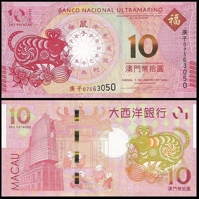 Macau 2020 - 2023, 8 herdenkings bankbiljetten (UNC), Verzenden, Zuidoost-Azië, Setje