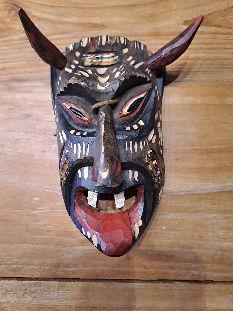 Houten Mexicaans duivel masker, Ophalen of Verzenden