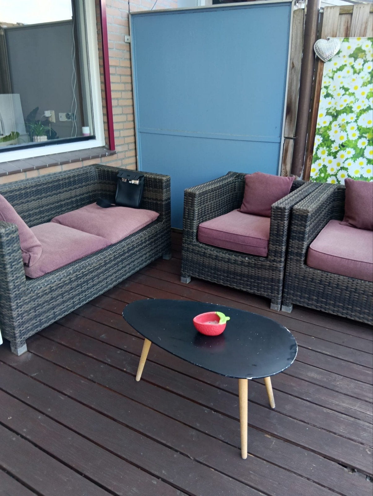 Wicker loungeset met 2 stoelen en 1 bank, Tuin en Terras, Tuinsets en Loungesets, 4 zitplaatsen, Gebruikt, Ophalen of Verzenden
