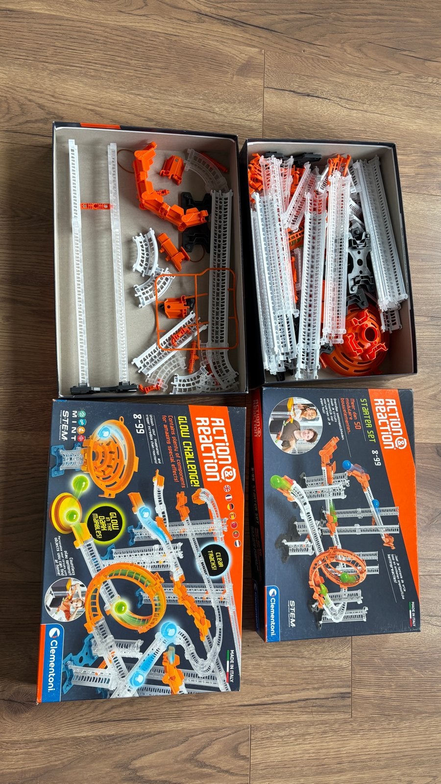 Clementoni Action Reaction Knikkerbaan - 2 Sets, Ophalen, Zo goed als nieuw, Bouwen