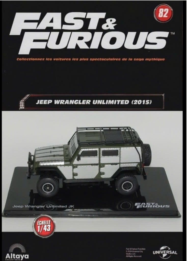 Jeep Wrangler Unlimited 2015 1/43 FAST & FURIOUS ALTAY # 82, Hobby en Vrije tijd, Verzenden, Nieuw, Auto, Overige merken