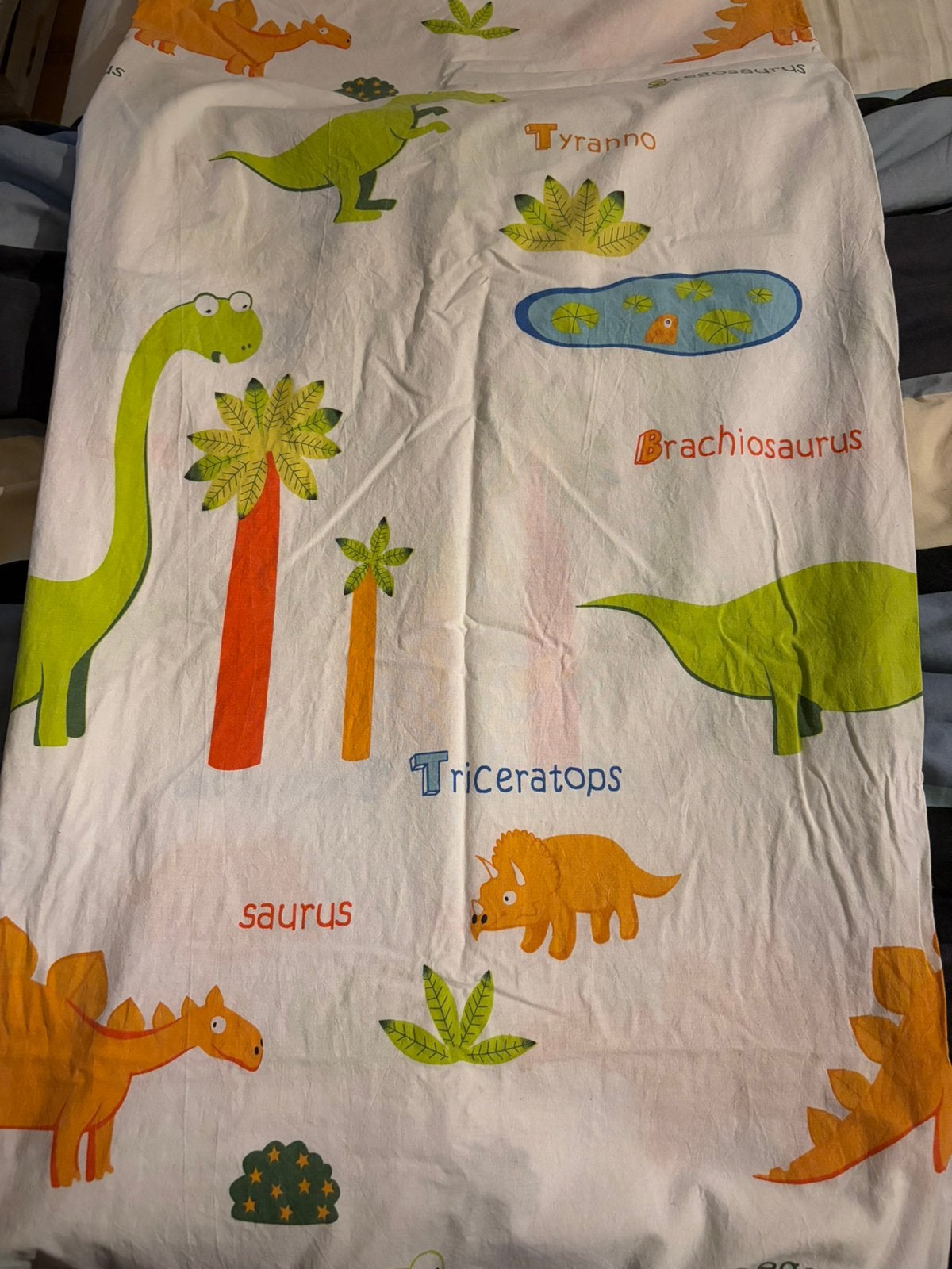 Dinosaurus kinder dekbed 1 persoons met kussen sloop, Jongetje of Meisje, Wit, Dekbedovertrek, Ophalen of Verzenden