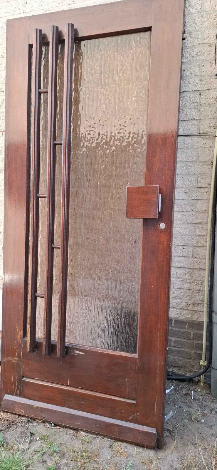 Houten buitendeur met glas en handvat, Ophalen of Verzenden