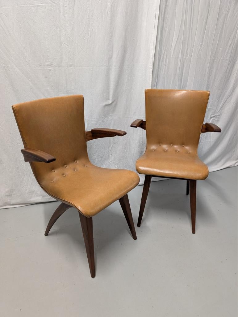 Uniek: partij Van Os Culemborg Swing chairs 50s Dutch design, Ophalen, Midcentury Dutch Design, Gebruikt, Overige kleuren