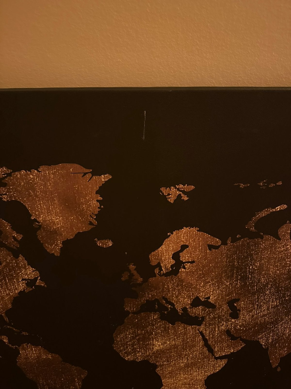 Canvas poster wereldkaart zwart met goud, Ophalen