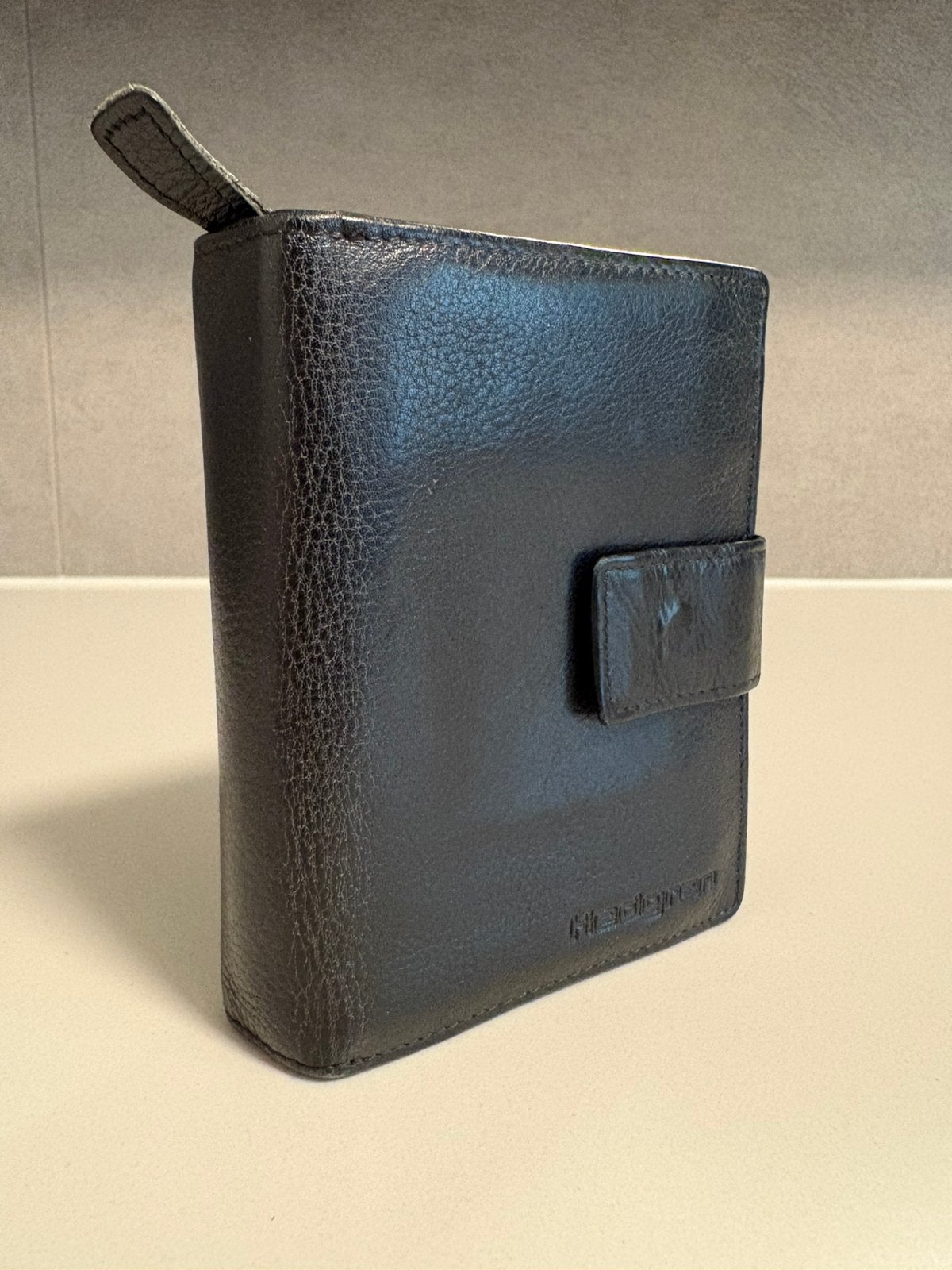 Portefeuille van Hedgren - zwart leer - 12x10cm., Ophalen of Verzenden, Zo goed als nieuw, Zwart, Leer
