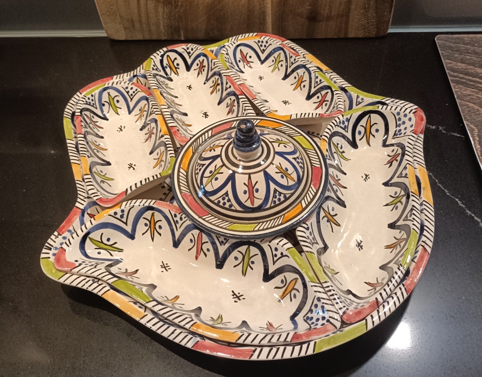 Mooie schaal gekocht in Marokko, Ophalen of Verzenden, Overige stijlen, Glas, Schaal of Schalen
