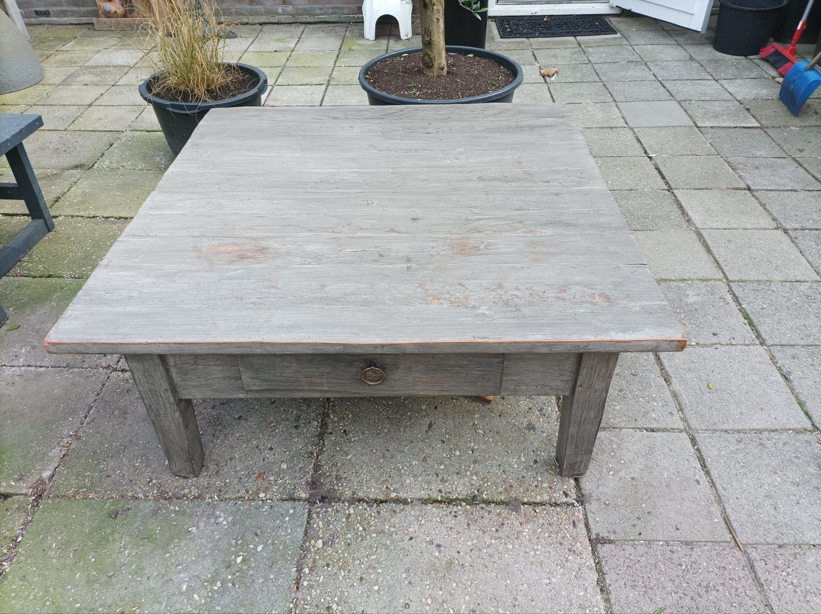 Hoffz tafel, Ophalen, Vierkant, Zo goed als nieuw, Landelijk, brocante,stoer