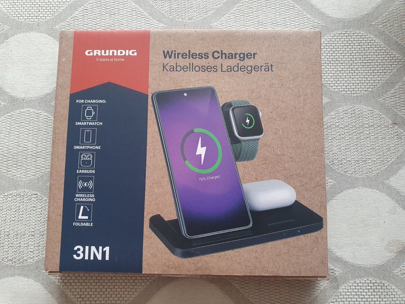 Grundig 3-in-1 Draadloze Oplader - Nieuw in verpakking, Ophalen, Universeel, USB-C, Draadloze oplader