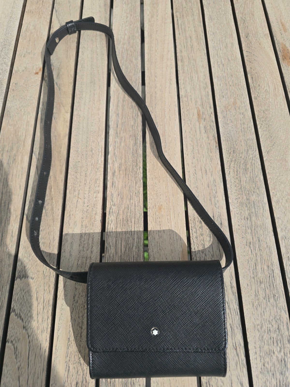 Montblanc Schoudertasje Zwart Saffiano Leer, Ophalen of Verzenden, Zwart, Leer