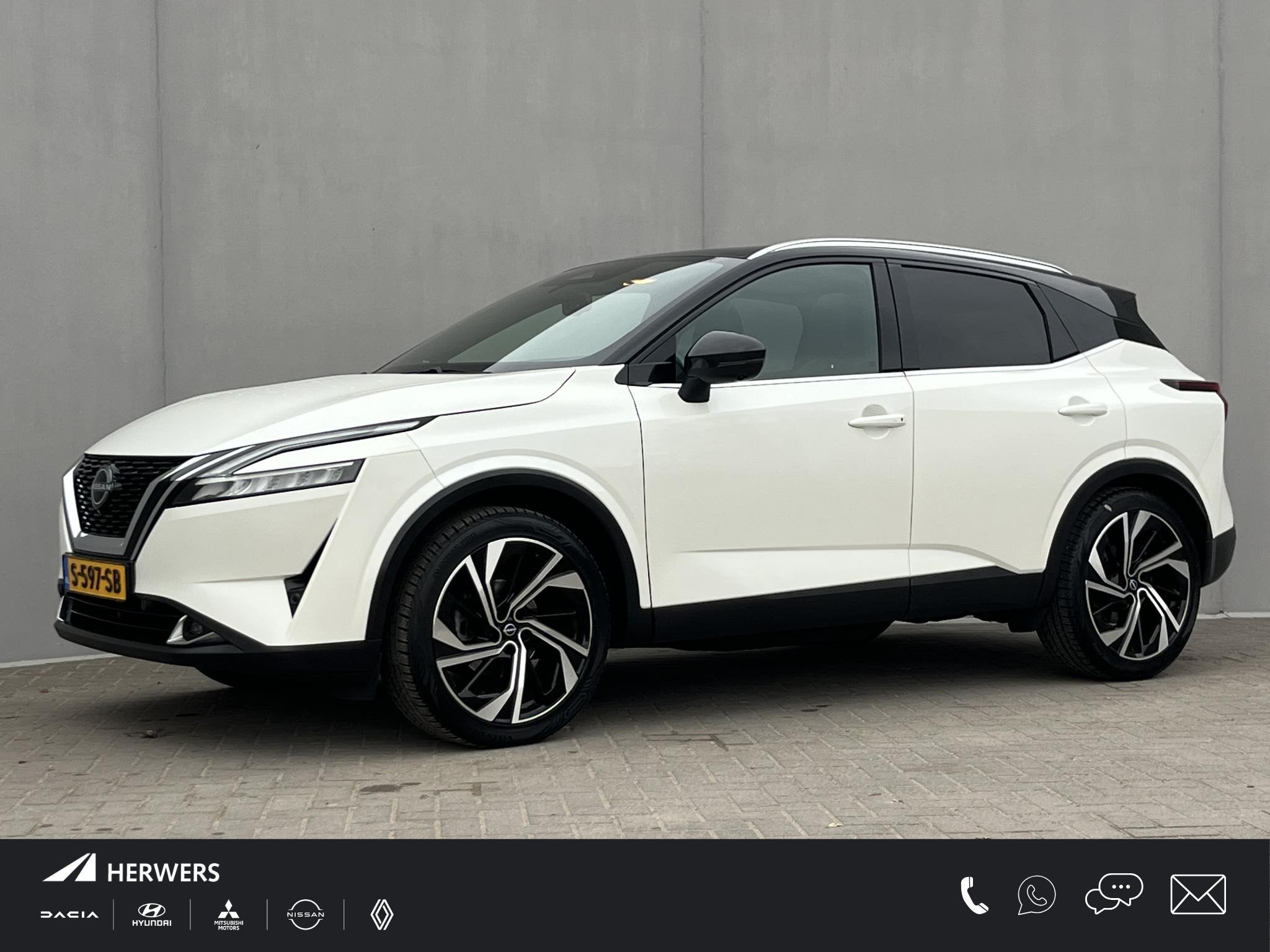 Nissan Qashqai 1.3 MHEV Xtronic Tekna Plus / Panoramadak / T, Euro 6, Wit, Hybride Elektrisch/Benzine, Qashqai