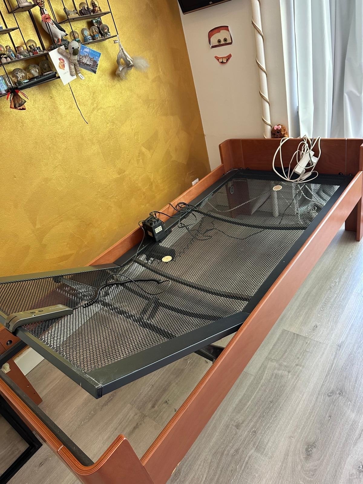 Auping Auronde eenpersoonsbed elektrisch verstelbaar, Huis en Inrichting, Ophalen, 90 cm, Eenpersoons, Bruin