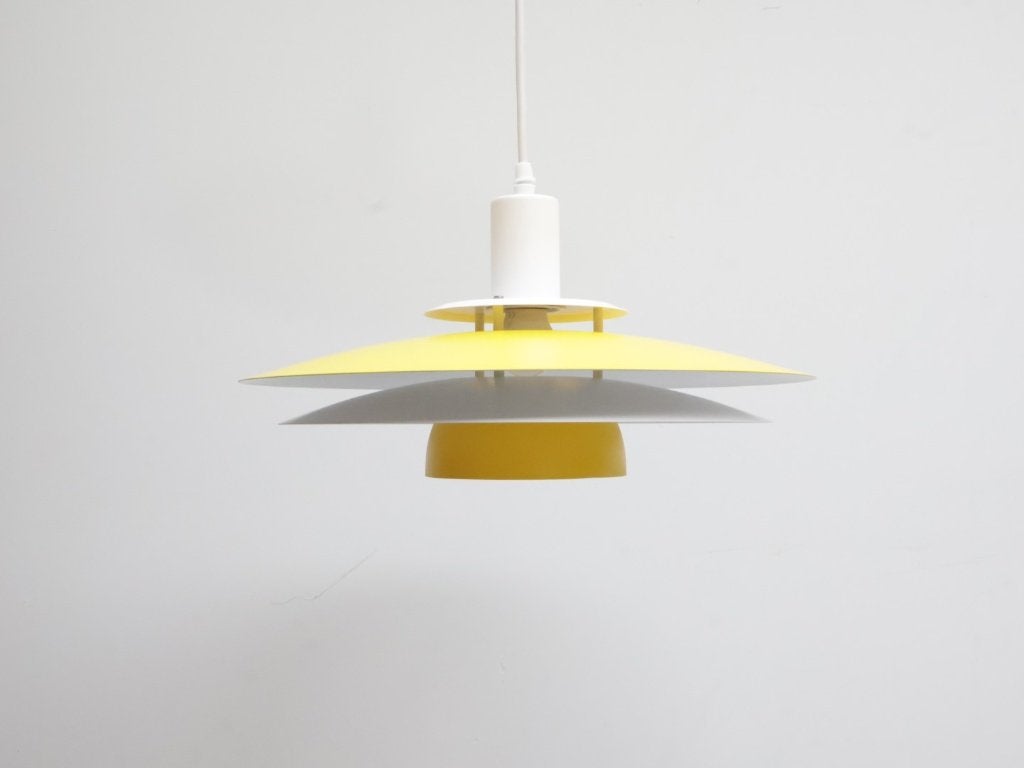 Deense hanglamp | Vintage | Schalenlamp | Geel, Deens, ., Ophalen of Verzenden, Zo goed als nieuw