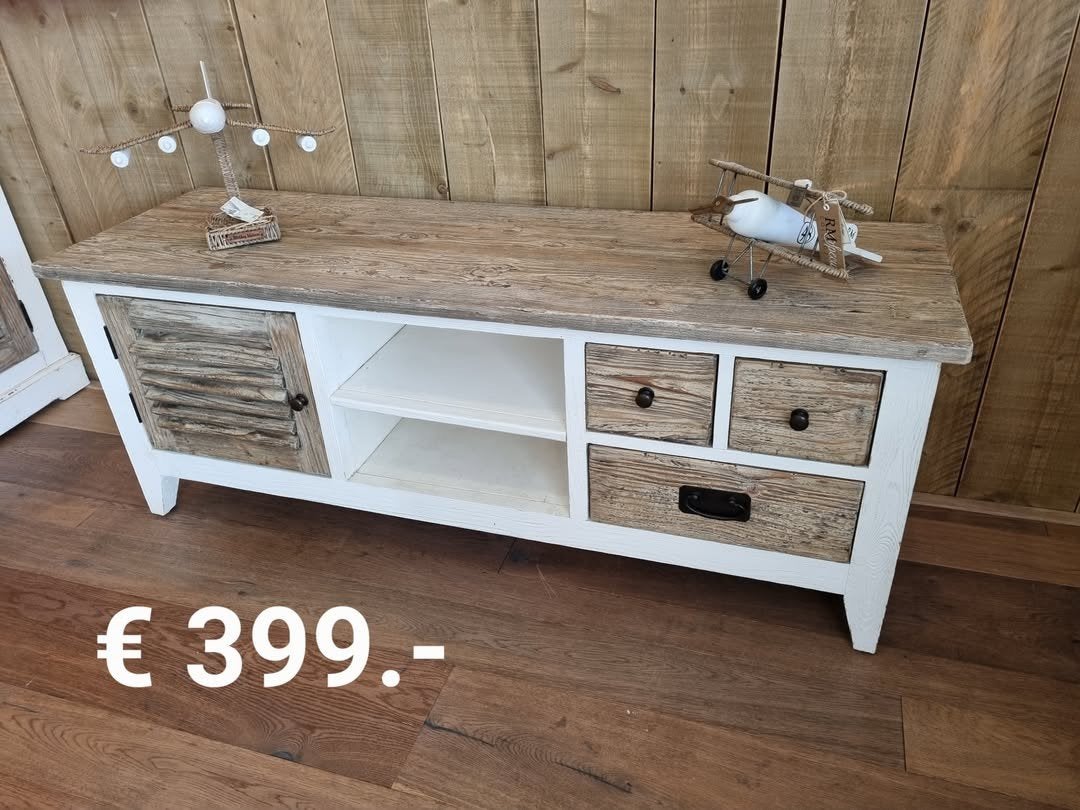 NU € 299.- Landelijk Brocant TV meubel, 100 tot 150 cm, Ophalen of Verzenden, Zo goed als nieuw, Minder dan 100 cm
