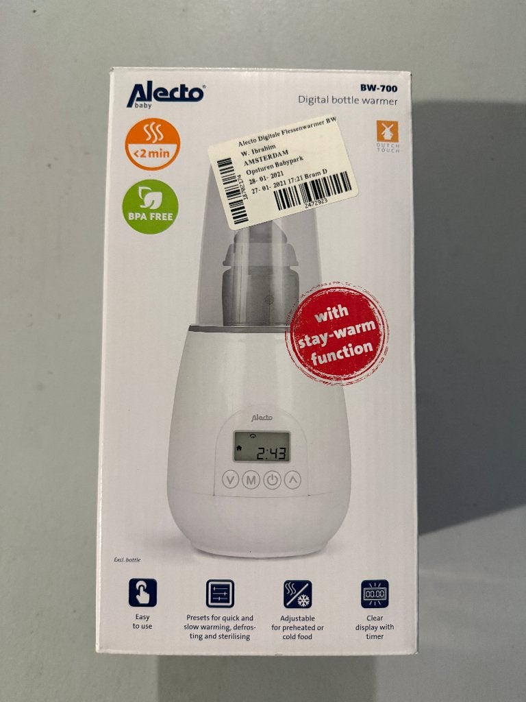 Alecto BW-700 digitale flessenwarmer, Flessen- of potjesverwarmer, Alecto, Ophalen of Verzenden, Zo goed als nieuw